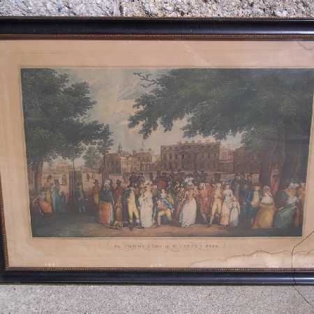 Antique Print Engraving St James Park Deep Plate Impression 1790 Daley Soiron
