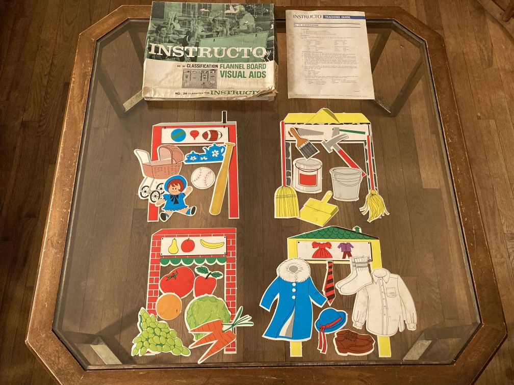 Vintage School Classroom Teacher Learning Aid Flannel Board Visual Instructo 1968 Classification