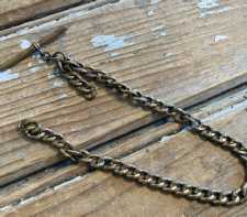 Antique Pocket Watch Chain Goldtone Brass 1920s 10-in Albert Missing Clasp and Fob 1920s