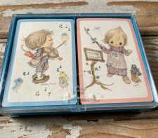 Vintage Hallmark Bridge Playing Cards Betsey Clark Double Deck Gold Edge Boxed Set Girl Boy