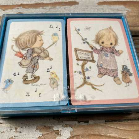 Vintage Hallmark Bridge Playing Cards Betsey Clark Double Deck Gold Edge Boxed Set Girl Boy