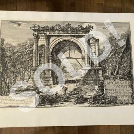 Vintage Art Print Piranesi Views Of Rome Roman Architecture Arch Of Augustus 1957 Penn Prints NY 4-6