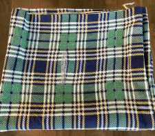 Vintage Cotton Feedsack Fabric Green Blue Gold Plaid Whole Sack w-Damage 1920s-1950s Sewing Material