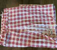 Vintage Cotton Feedsack Fabric Red White Sm Check Flowers Whole Sack w-Damage 1920s-1950s Sewing Material