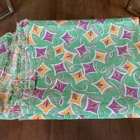 Vintage Cotton Feedsack Fabric Purple Gold Green Stylized Kites Whole Sack 1920s-1950s Sewing Material