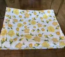Vintage Cotton Feedsack Fabric Yellow Gold Green White Flowers Whole Sack 1920s-1950s Sewing Material