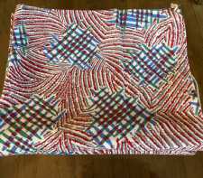 Vintage Cotton Feedsack Fabric Red Green Blue Gray Stylized Line Graphs Whole Sack 1920s-1950s Sewing Material