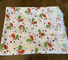 Vintage Cotton Feedsack Fabric Orange Green Purple Stylized Leaves on White Whole Sack 1920s-1950s Sewing Material