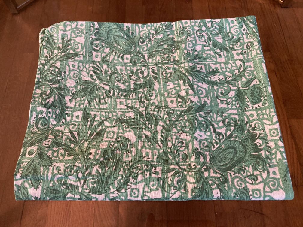 Vintage Cotton Feedsack Fabric Green Floral and Vine on White Whole Sack 1920s-1950s Sewing Material
