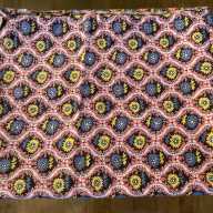 Related Item 2 - Vintage Cotton Feedsack Fabric Blue Yellow Flowers White Curvy Lines on Pink Whole Sack 1920s-1950s Sewing Material