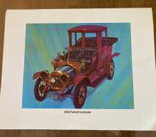 Vintage Antique Car Print 1912 Packard Landaulet 10Wx8H 1960s Russell Electric Auto Parts Promo 3of6
