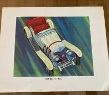 Vintage Antique Car Print 1928 Mercedes-Benz 10Wx8H 1960s Russell Electric Auto Parts Promo 5of6