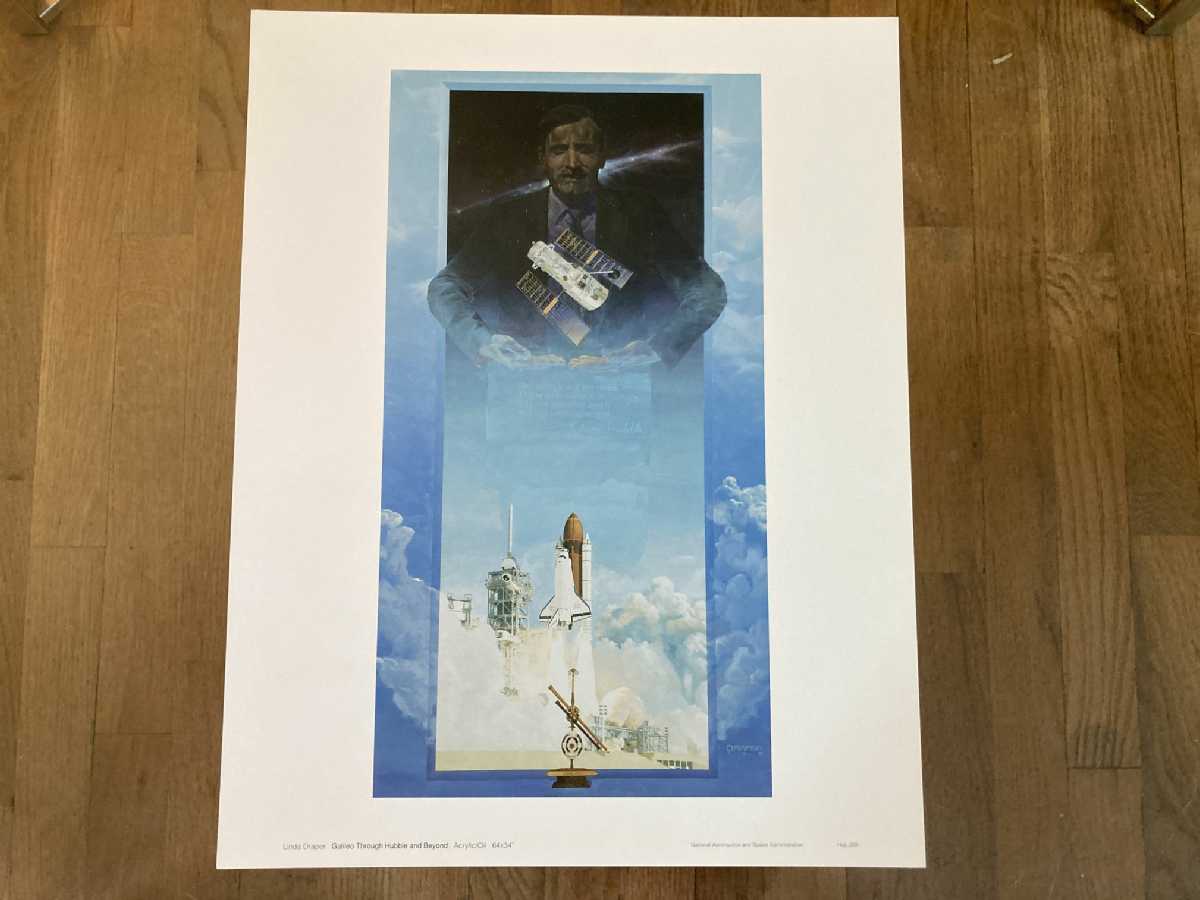 Vintage 1990s NASA Art Print Hubble Space Team No.289 Galileo Through Hubble And Beyond by Linda Draper 11Wx14H 7of14