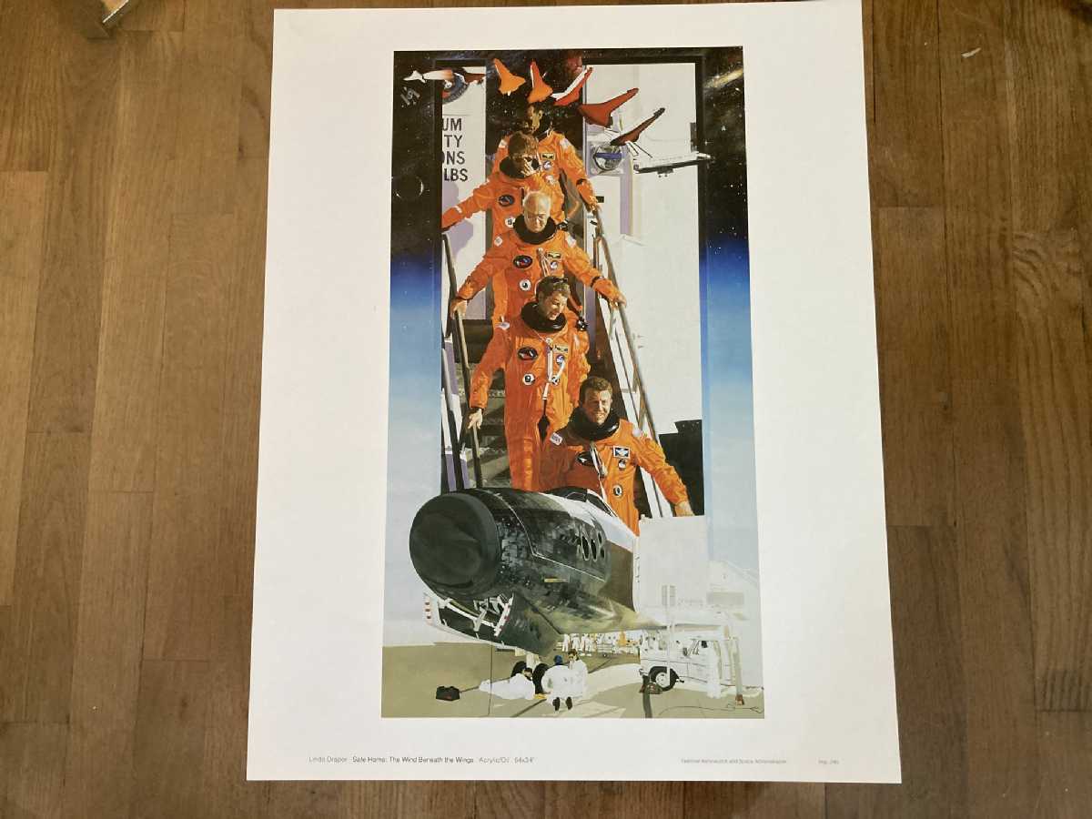 Vintage 1990s NASA Art Print Hubble Space Team No.290 Safe Home: The Wind Beneath The Wings by Linda Draper 11Wx14H 8of14