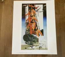 Vintage 1990s NASA Art Print Hubble Space Team Safe Home by Linda Draper 11Wx14H 8of14