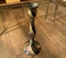 Vintage Brass Swirl Candlestick Tri-Color Plated Silver Copper Brass Twist Taper Candle Holder
