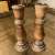 Vintage Pr Turned Wood Candlesticks Dark Maple Brass Cups Felt Bottoms