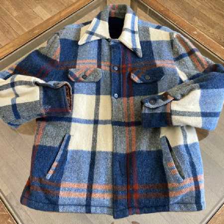 Vintage Wool Womens Work Jacket Blue Plaid Warm Pile Lining Pockets American Way 1960s
