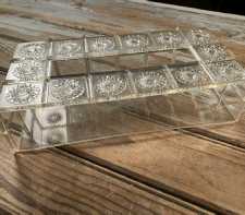 Vintage Clear Acrylic Tissue Box Cover Spirograph Geometric Design 1960s