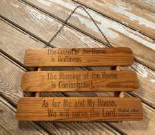 Vintage Religious Decor Wall Plaque Bible Quotes Home Contentment MI Souvenir 1960s