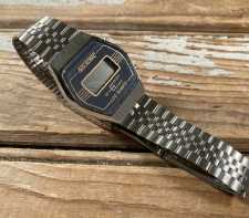 Vintage Nelsonic Mens Wrist Watch LCD Digital Quartz Steel Band Hong Kong For Parts or Repair