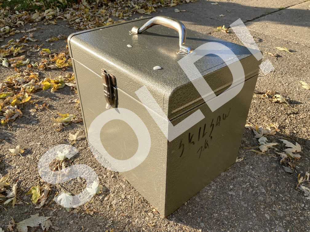Vintage Metal Tool Box Gray Steel Cubic Circular Saw Storage Chest Industrial Décor 13-in Unmarked