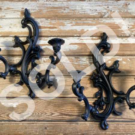 Vintage Pr Mid Century Gothic Candle Sconces Molded Plastic Candle Holders 1960s