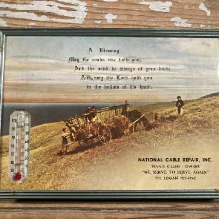 Vintage Advertising Thermometer Picture 1965 Calendar Blessing National Cable
