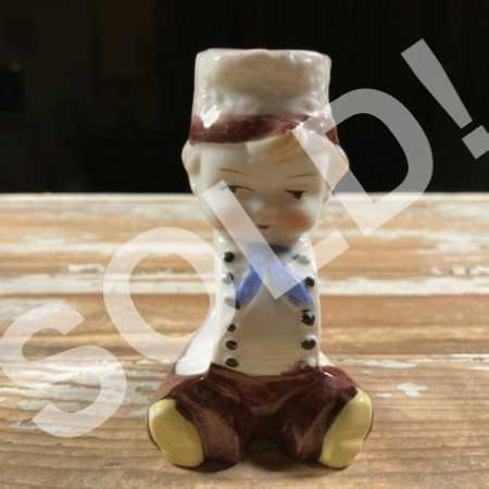 Vintage Figural Ceramic Napkin Ring Little Porcelain Victorian Boy Japan 1960s