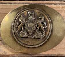 Vintage Metal Belt Buckle Brash Finish Coat of Arms Latin 1970s