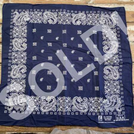 Vintage Cotton Bandana Handkerchief Navy Blue Paisley Paris Accessories USA 20x20in