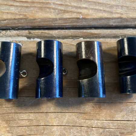 Vintage Toggle Barrel Buttons Black Lacquer Steel Shank Set of 4 - Pic1