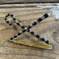 Related Item 1 - Vintage MMA 1976 Jewelry Lapel Pin Brooch Egyptian Revival King Tut Crook & Flail Goldtone Blue