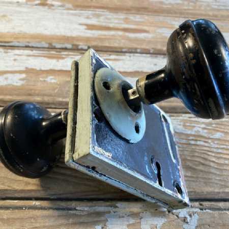 Antique Brown Porcelain Door Knobs Interior Closet Privacy Mortise Set Unmarked 1920s