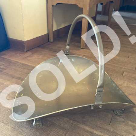 Vintage Mid Century Metal Basket Brass Finish Newspaper Magazine Fireplace Wood Log Holder 70s