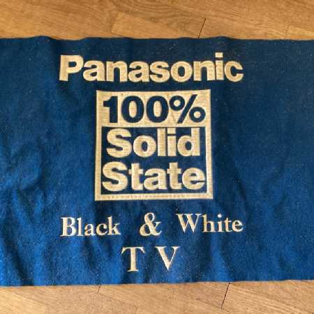 Vintage Panasonic Memorabilia Store Display Rug Wall Hanging Black White TV 35x22