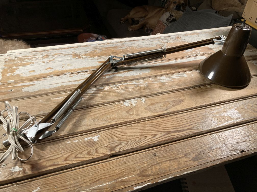 Similar Item 2 - Vintage Adjustable Work Light Articulating Metal Desk Lamp Brown Enamel Clamp-On 1970s