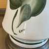 Vintage Ceramic Table Lamp Hand Painted Green Ivy Gold Leaf White Base by Lola Needs New Plug-Pic2