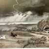 Vintage Framed Fine Art Print MFA Boston Running Before Storm American Horses Barn Lightening-Pic4