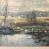 Vintage Framed Fine Art Print CP Appel Pastoral Scene Man Fishing Fields Village-Pic4