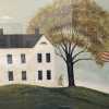 Large Vintage Framed Folk Art Print Warren Kimble Saltbox House With Flag and Swing 1990s-Pic2