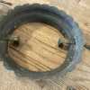 Antique Hanging Oil Lamp Parts Brass Harp Crown Cast Iron Weighted Pulley 1860s-Pic3