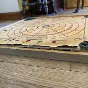 Vintage Antique Carrom Game Board 2-Sided Checkers Crokinole AS IS Warped Splits-Pic7