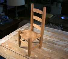 Vintage Miniature Ladderback Doll Chair Reed Seat Lookout Mountain TN Souvenir 13.5Hx6.25x5.5