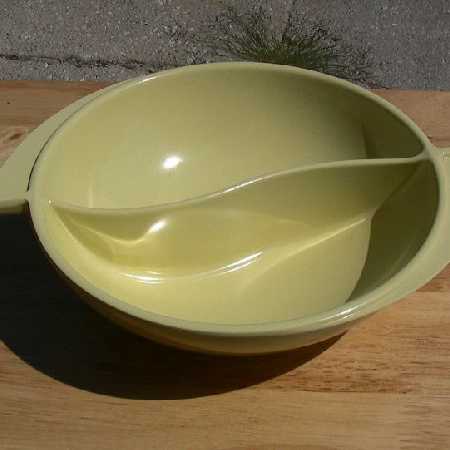 Vintage Boonton Melamine Divided Serving Dish 8" Bowl 605 Pale Yellow 1960s Retro