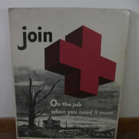 Vintage Red Cross Poster Medical Storm Decor Unframed Lithograph Print 1959-Join