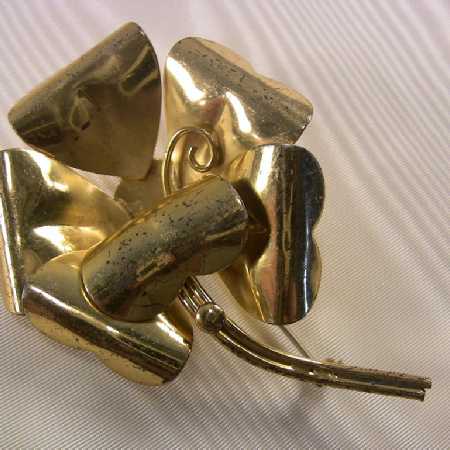 Vintage Jewelry Gold Silver Vermeil Jewelry Vintage Brooch Lapel Pin Flower 19g