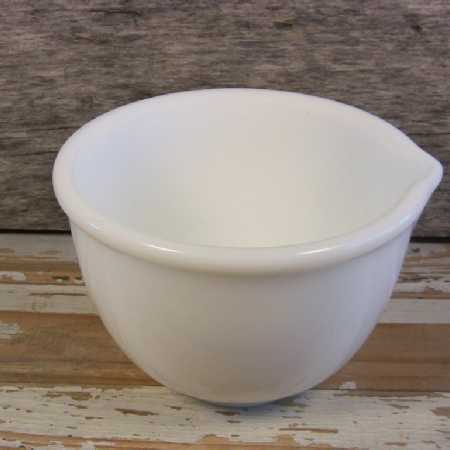 Small Vintage Mixing Bowl Pour Spout for Stand Mixer Thick Rim Milk Glass 6.5-In