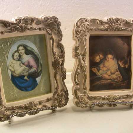 Vintage Chalkware Picture Frames Ornate Ivory Gilt Shabby Cottage Chic Decor