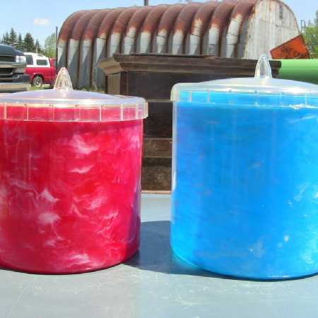 Vintage Kitchen Bath Canisters Marbled Celluloid Jars Art Deco Blue Red 1950s